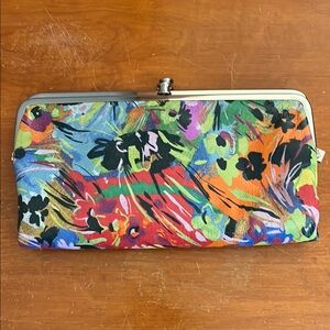 HOBO Red and Pink Clutch with Artistic Tropical Design